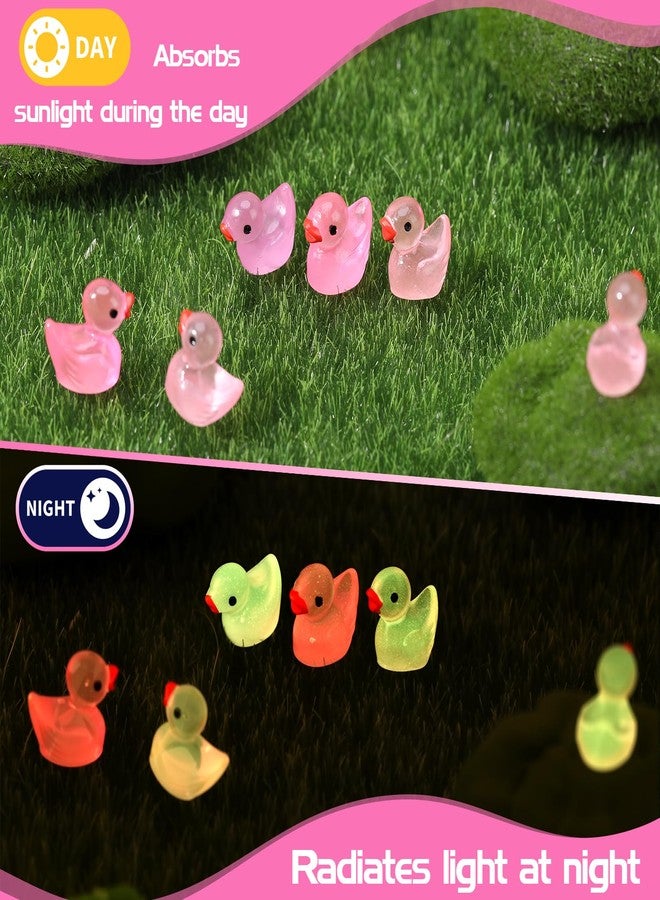 GGSTDDUP 210pcs Valentines Luminous Mini Resin Ducks Pink Tiny Miniature Ducks Figurines Small Little Resin Duck Bulk for Valentine's Day Gift Dollhouse Mini Garden Landscape Decoration - Image 4